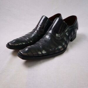 Jo Ghost Italy Black Leather Striped Slip-On Dress Shoes Sz 45 (US‎ 11-12) Italy